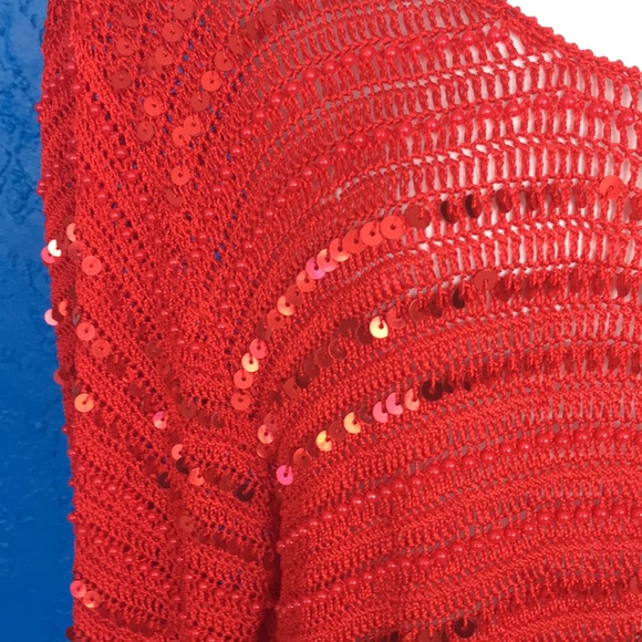 VINTAGE Red Beaded and Sequin Top - Picture 3 of 5